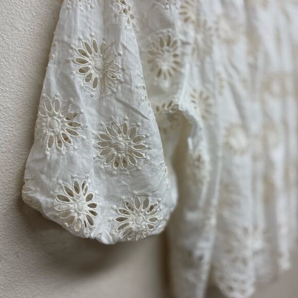 Madewell White Eyelet Embroidered Puff Sleeve Blouse Size Small - Picture 7 of 8